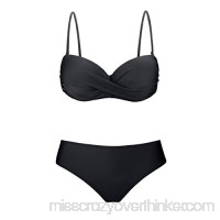 Annigo Women Retro Vintage Swimsuits High Waisted Bikini Summer Bathing Suits Bandeau Black B07121TWJD